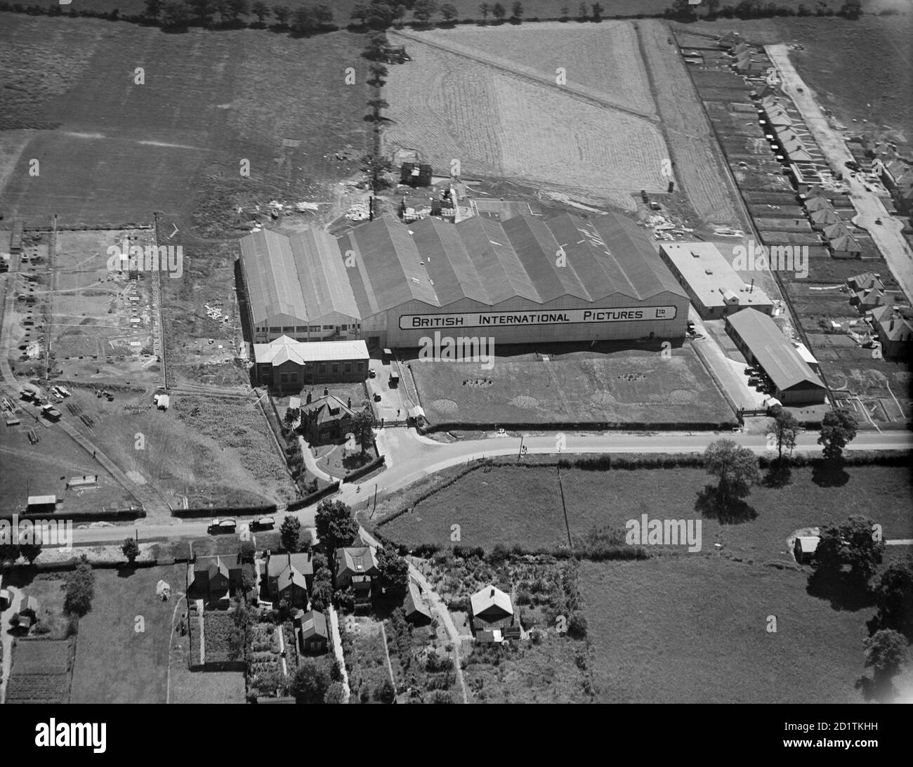 ELSTREE STUDIOS, Shenley Road, Borehamwood. Aerial view. Premises of British International Pictures Ltd. Photographed in July 1928. Aerofilms Collection. Stock Photo