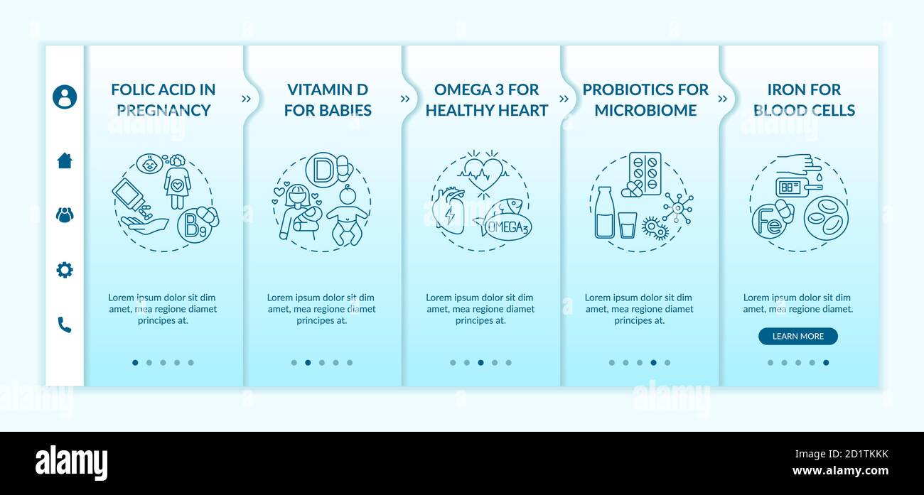 Vitamins and supplements onboarding vector template Stock Vector