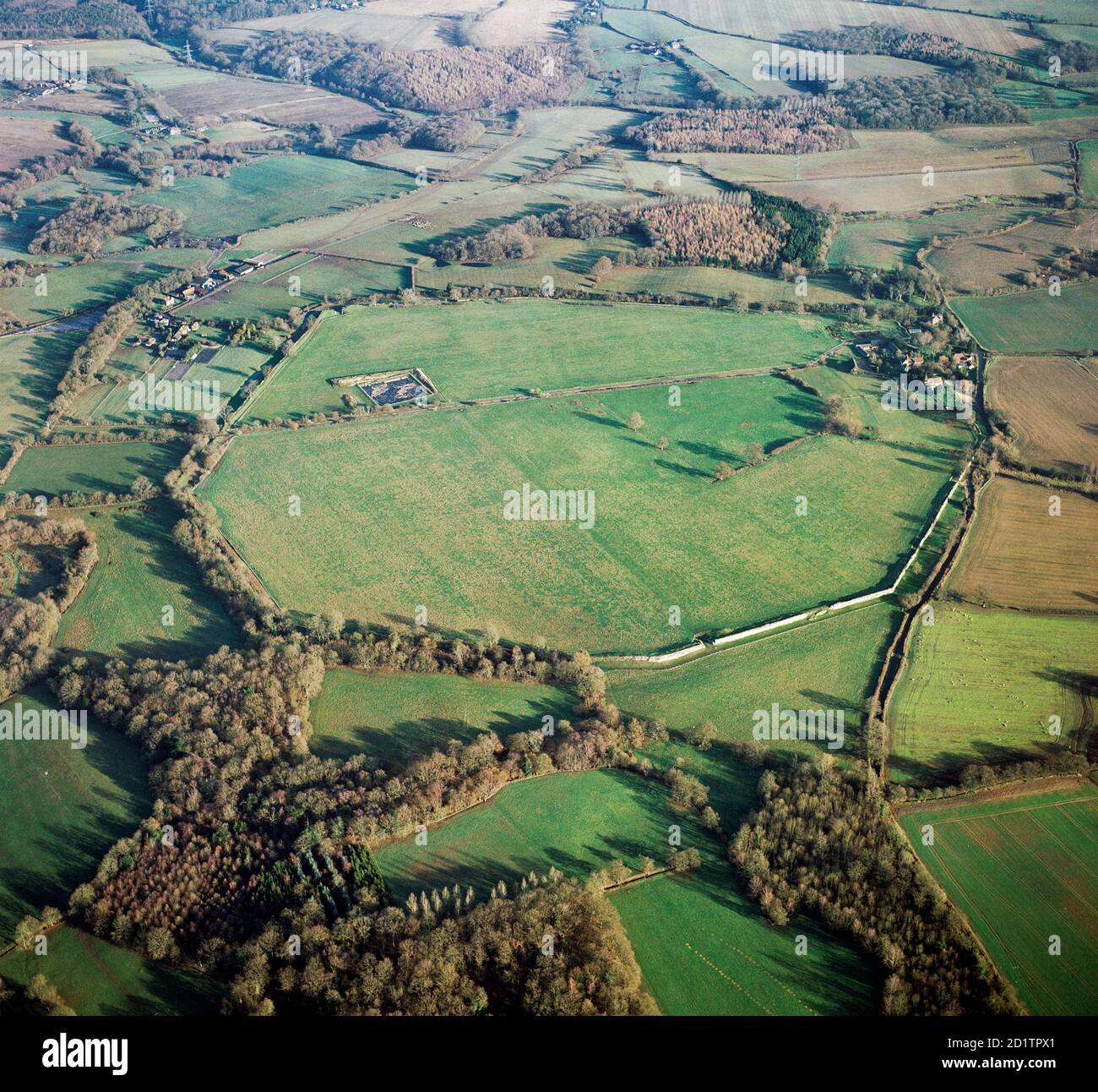 SILCHESTER ROMAN CITY WALLS, Hampshire. Aerial view. Stock Photo