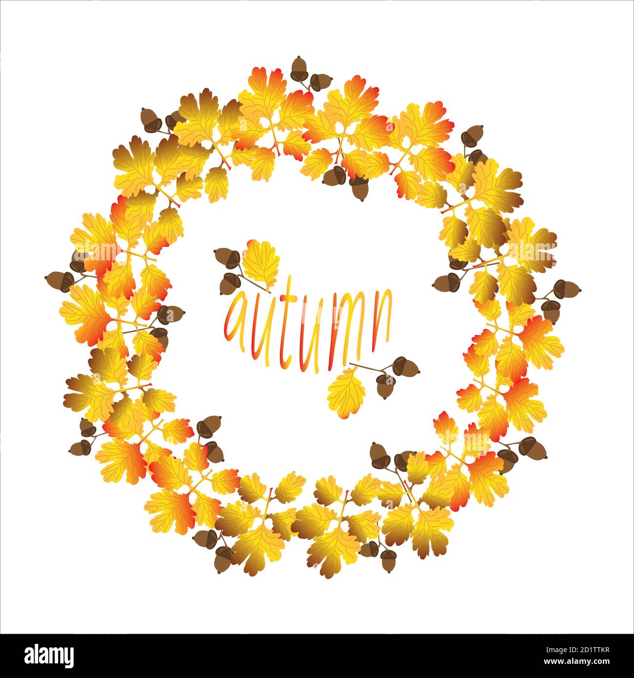 Indian summer. Autumn leave. Vector illustration. A wreath of acorn