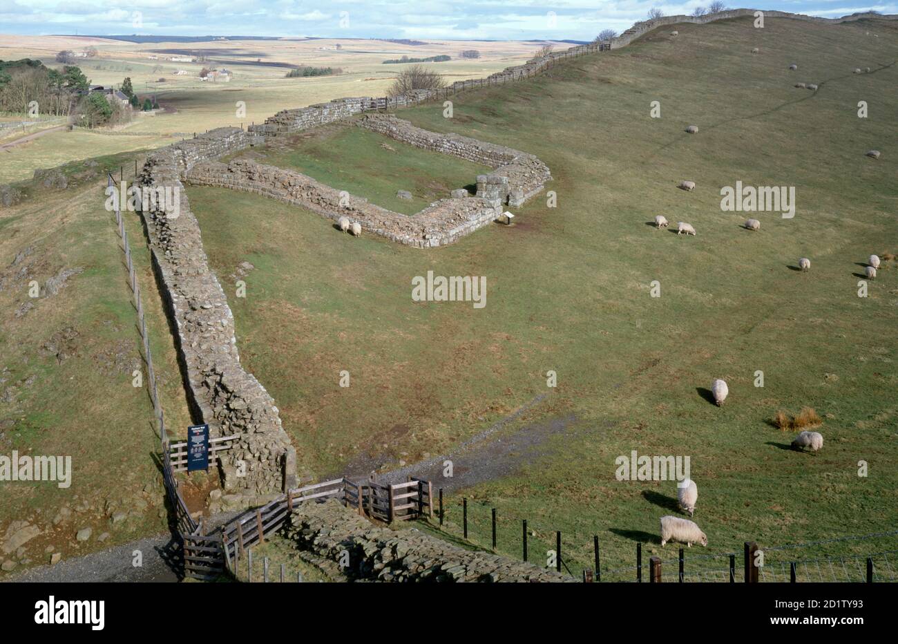 HADRIAN'S WALL: CAWFIELDS, Northumberland. Milecastle 42. General view. Stock Photo