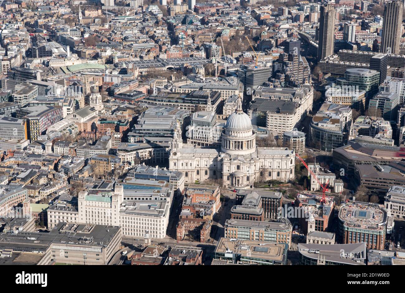 St Paul's Cathedral, London, 2018, UK. Aerial view. Stock Photo