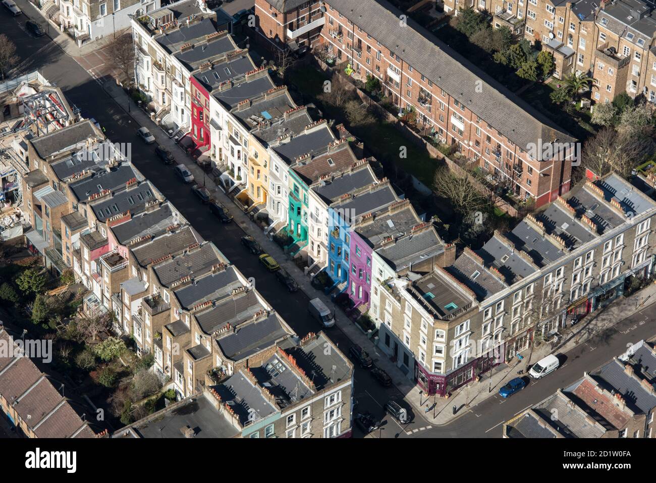 Lancaster Road, Notting Hill, London, 2018, UK. Aerial view. Stock Photo