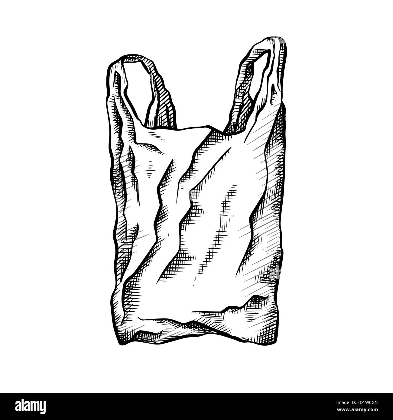 Black white line drawing of a plastic bag. Environmental pollution. Vector  scribble drawing for your creativity Stock Vector Image & Art - Alamy