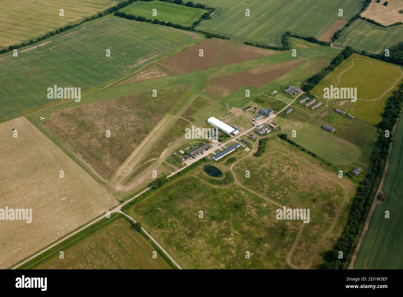 Stow Maries WWI Airfield, Essex, 2014. Aerial view. Stock Photo