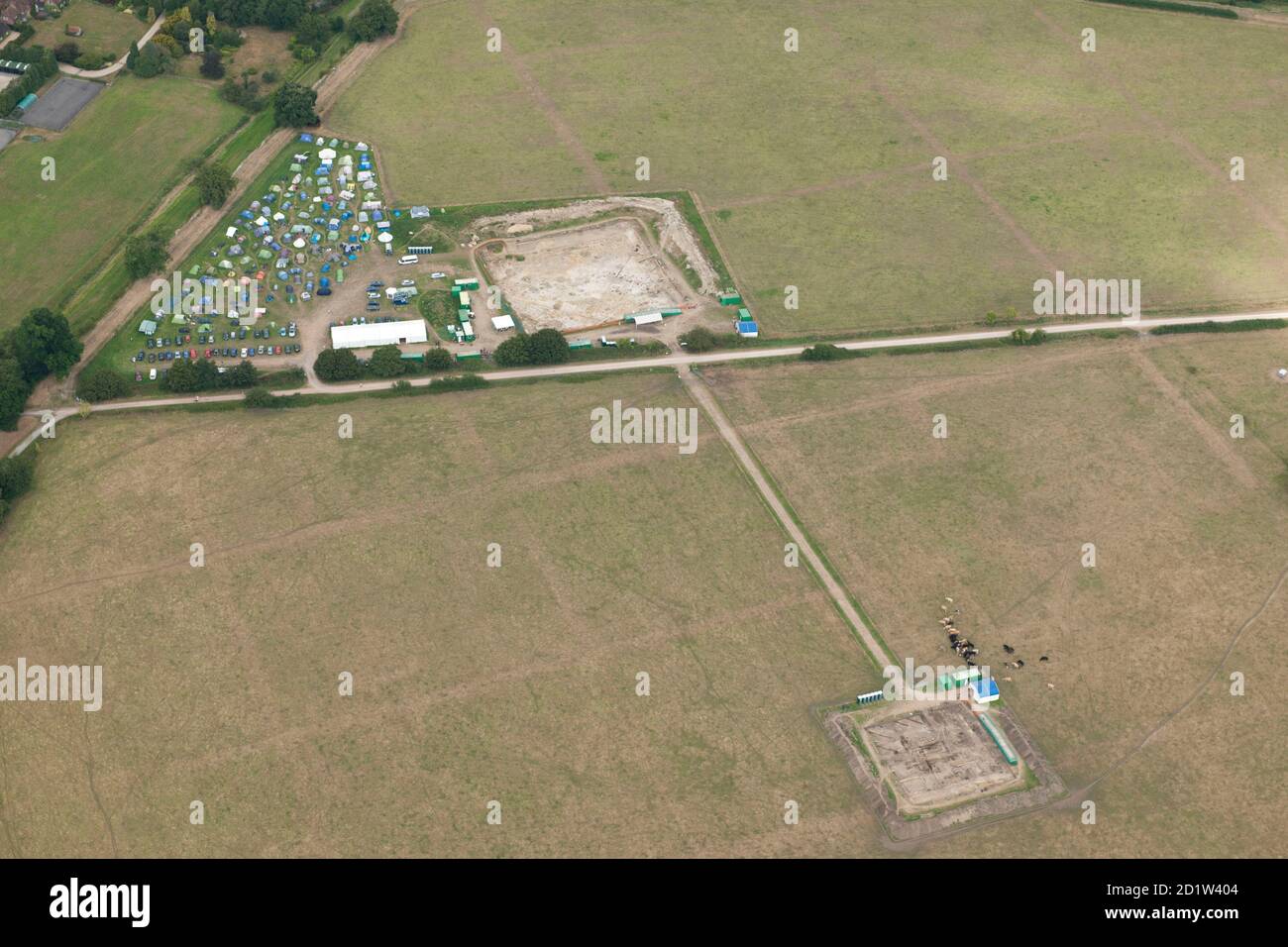 Excavations at Calleva Roman Town, Silchester, Hampshire, 2014. Aerial view. Stock Photo