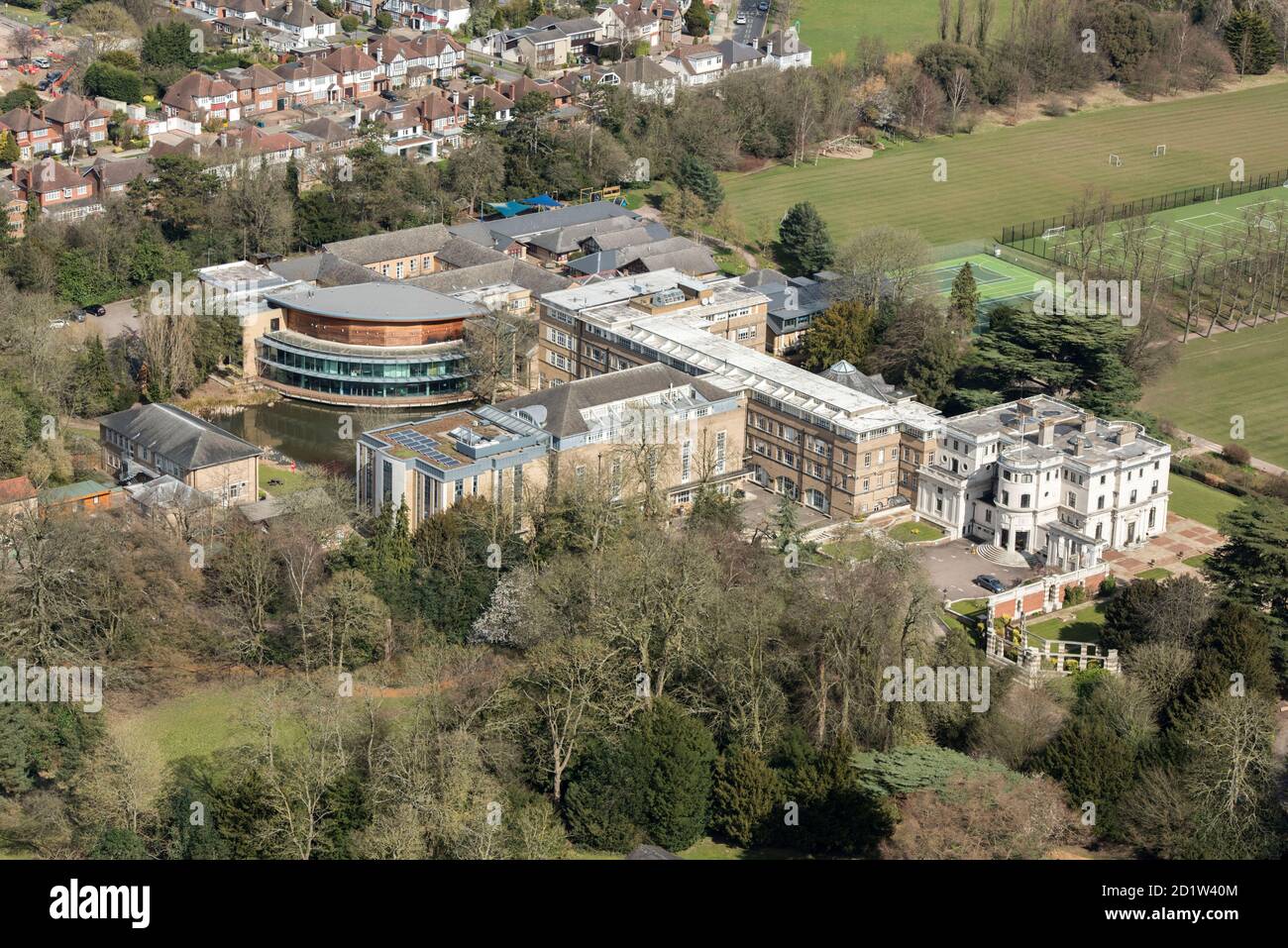 The North London Collegiate School, Harrow, London, 2018. Aerial view. Stock Photo