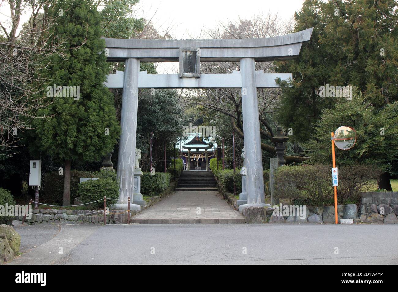 Entrance torii gate of Honoohonome Jinja Shrine in Beppu. Taken in ...