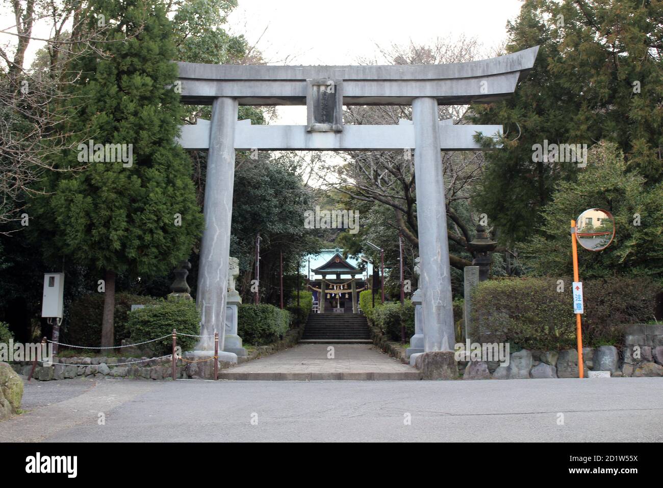 Entrance torii gate of Honoohonome Jinja Shrine in Beppu. Taken in ...