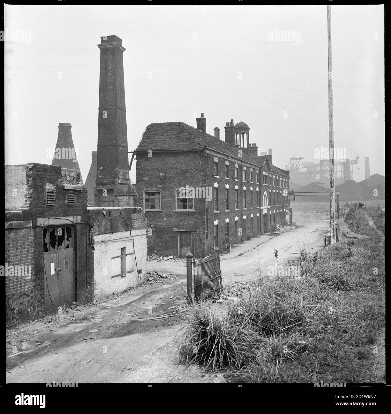 The derelict remains of Josiah Wedgwood's Etruria Pottery Works seen