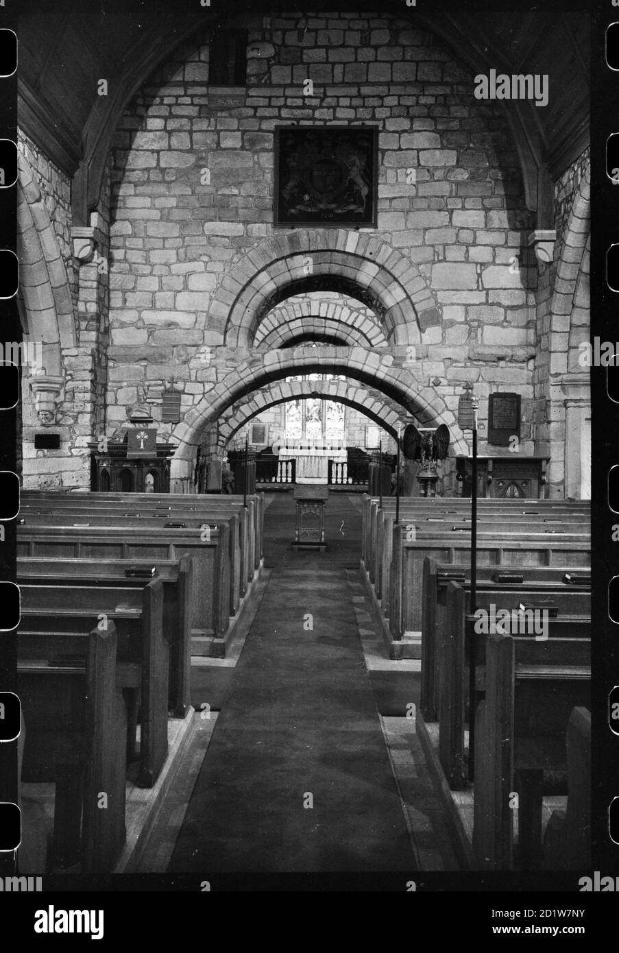 Interior view of St Michael's Church showing the nave, Barton, Barton, Eden, Cumbria, UK. Stock Photo
