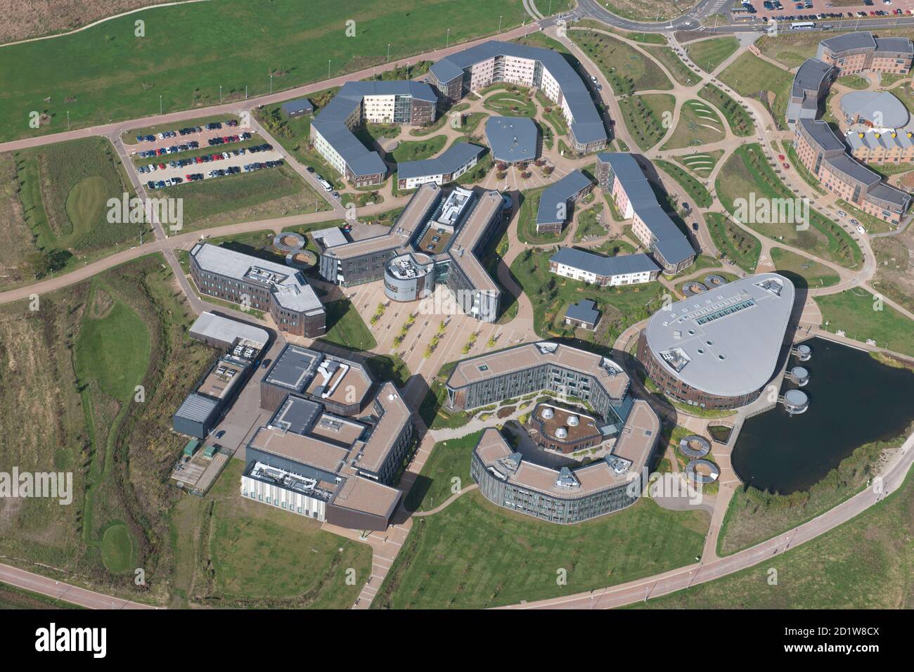 Goodricke College, East Campus, University of York, York. Aerial view. Stock Photo
