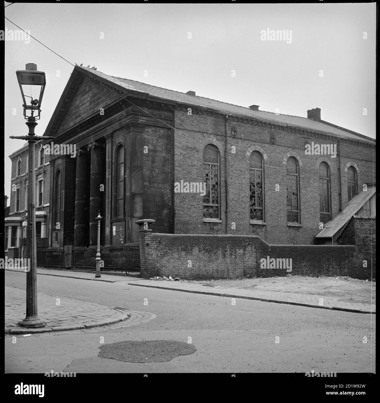 The Methodist New Connexion Chapel in Lascelles Street viewed from High Street with the British Legion Club visible in the background. Stock Photo