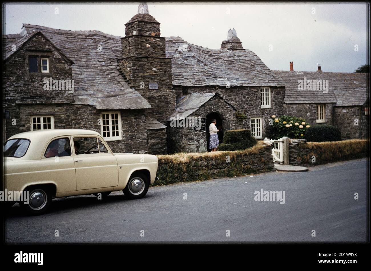 The Old Post Office, Fore Street, Tintagel, Cornwall viewed from the north-east. Stock Photo