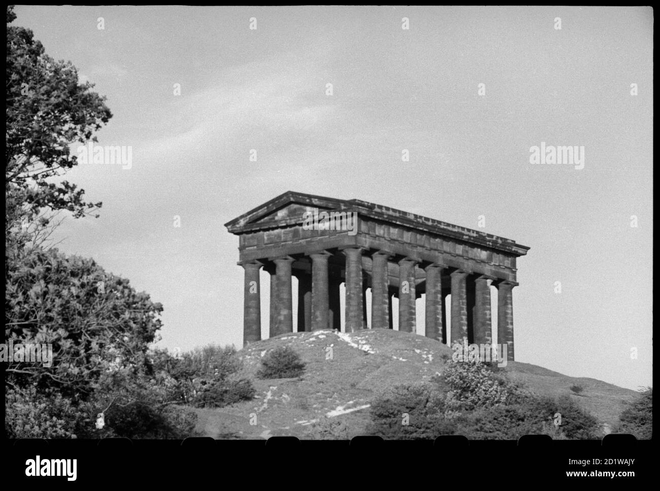 Earl Of Durham's Monument, Hill Lane, Sunderland. A general view of the Earl of Durham's Monument, also known as Penshaw Monument, a built for the Earl of Durham in the style of a Greek temple, seen from the base of Penshaw Hill. Stock Photo
