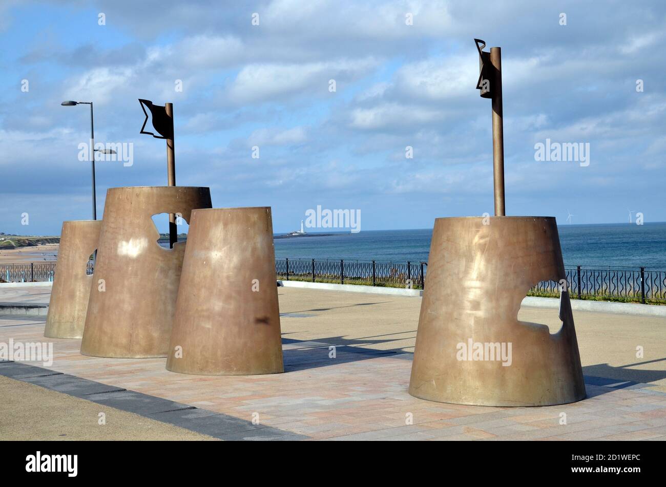 Sculptures on the seafront at Whitley Bay in Tyne & Wear. Stock Photo