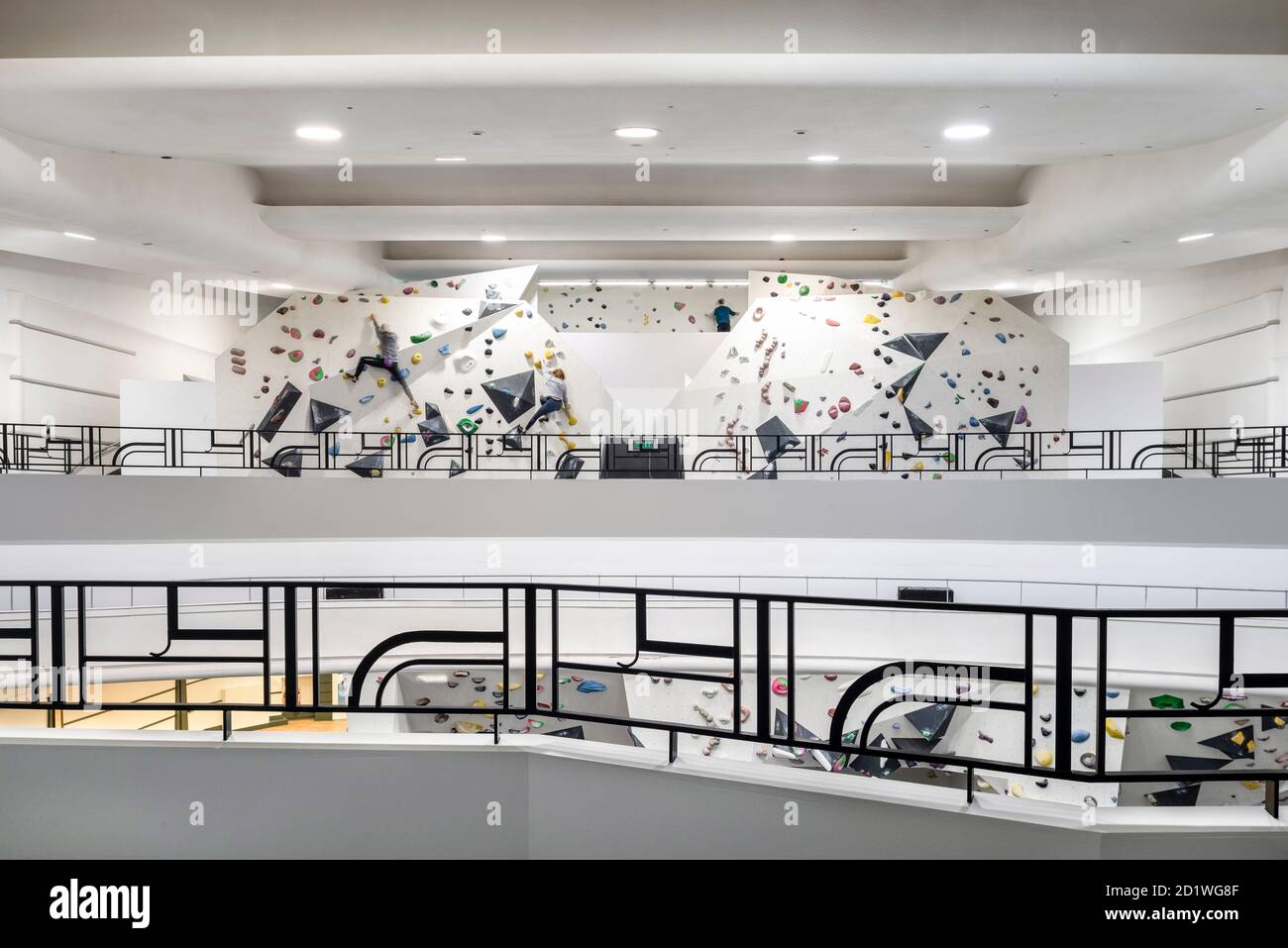Interior view of the Arch Climbing Wall centre, a former Art Deco style cinema built in the 1930s, originally called Dominion, Acton, London, completed in December 2018. Stock Photo