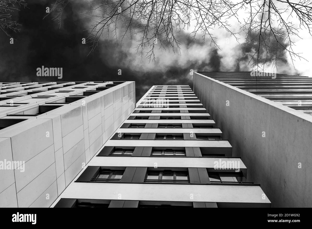 Exterior view of a new apartment complex in Warsaw, Poland built in