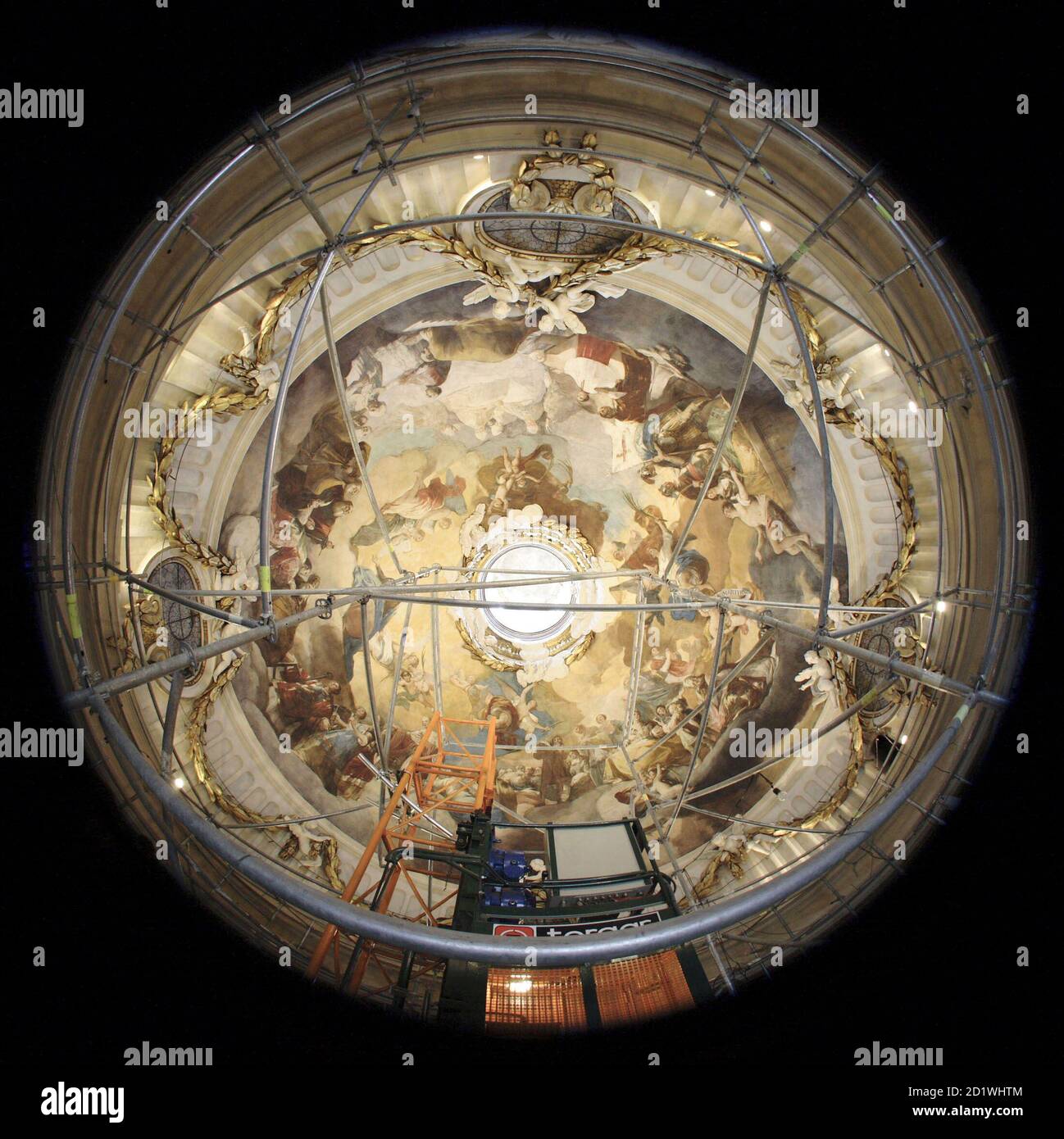 Restored paintings of Francisco de Goya are seen on the dome of the  Basilica del Pilar in central Zaragoza, March 29, 2007. Picture taken with  a fisheye lens. REUTERS/Luis Correas (SPAIN Stock