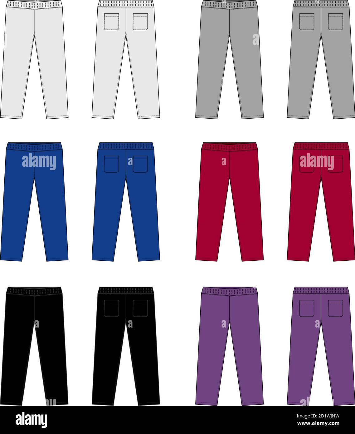Casual Jersey Pants Sweat Pants Template Vector Illustration Set 