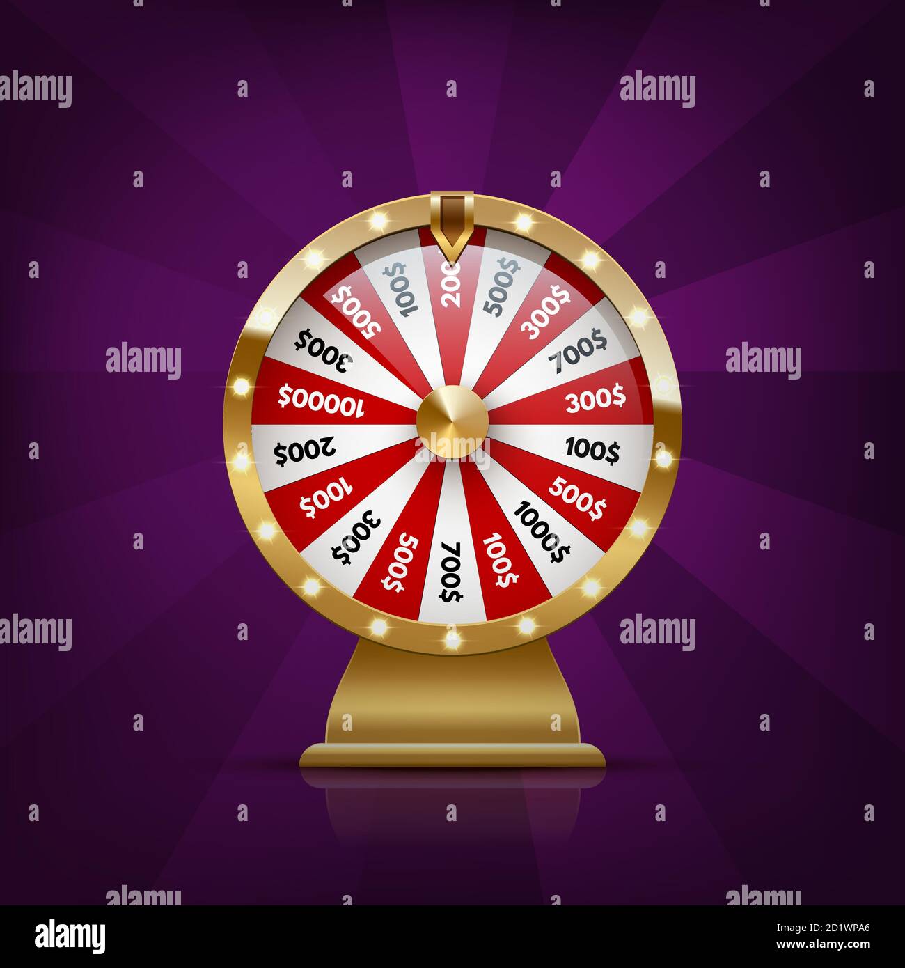 Vector realistic illustration of casino fortune wheel Stock Vector