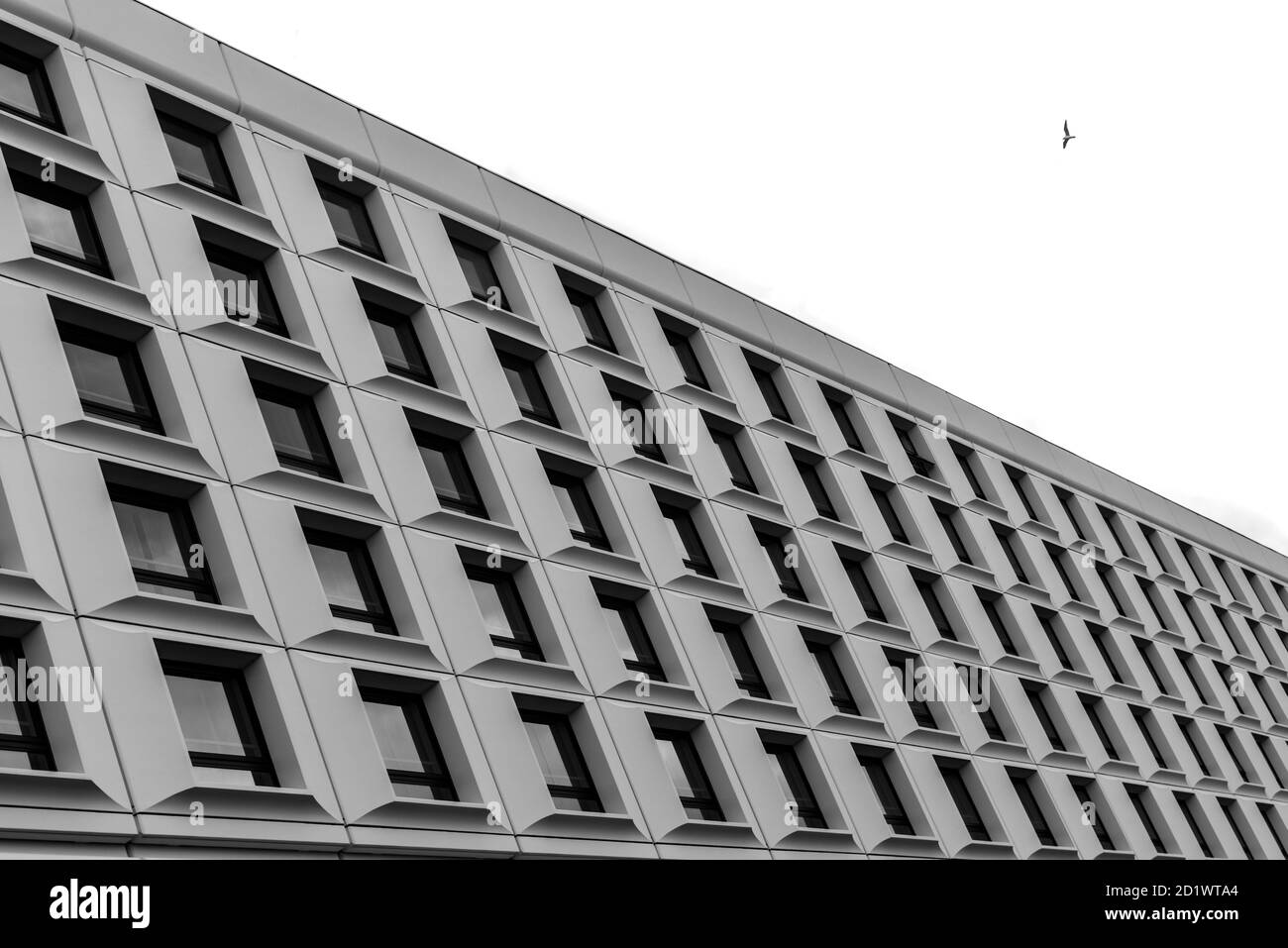 Low angle view of the facade of the 1970s Sofitel Victoria hotel, Warsaw, Poland. Stock Photo