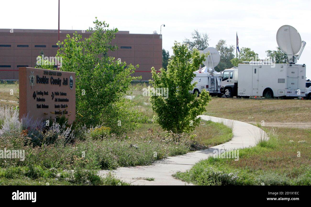 Television Satellite Trucks Are Parked Outside The Boulder County Jail 