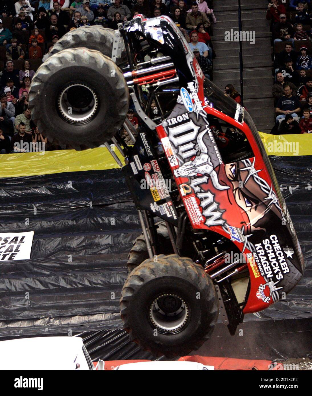 Linsey Weenk Driving Iron Outlaw Does A Wheelie At Monster Jam A Monster Truck Show In Denver Colorado February 10 2007 Reuters Rick Wilking United States Stock Photo Alamy