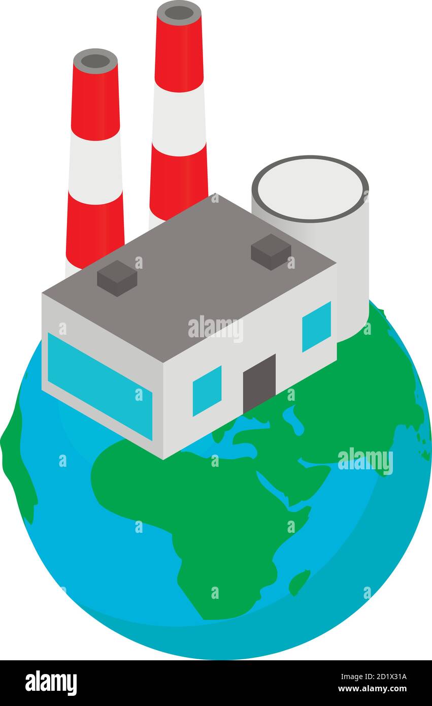 Polluting industry icon, isometric style Stock Vector