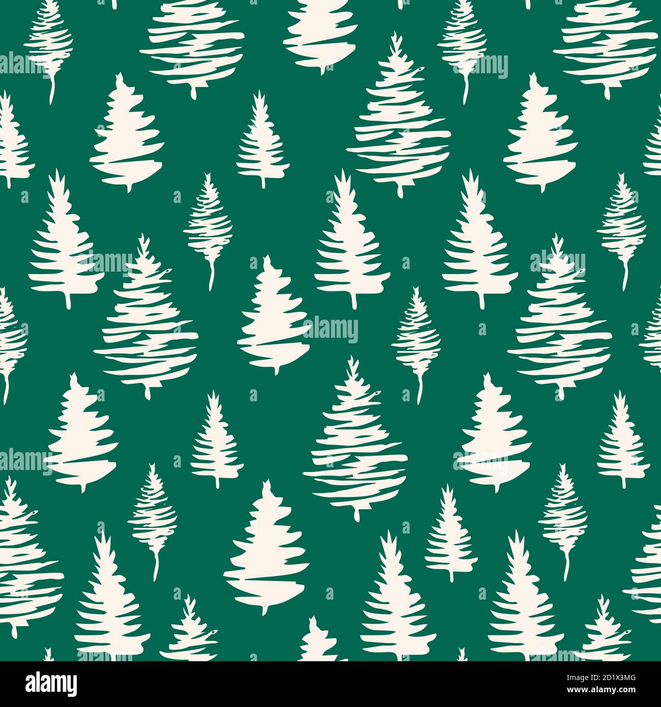 Green fir tree vector seamless pattern for winter holiday design. Hand ...
