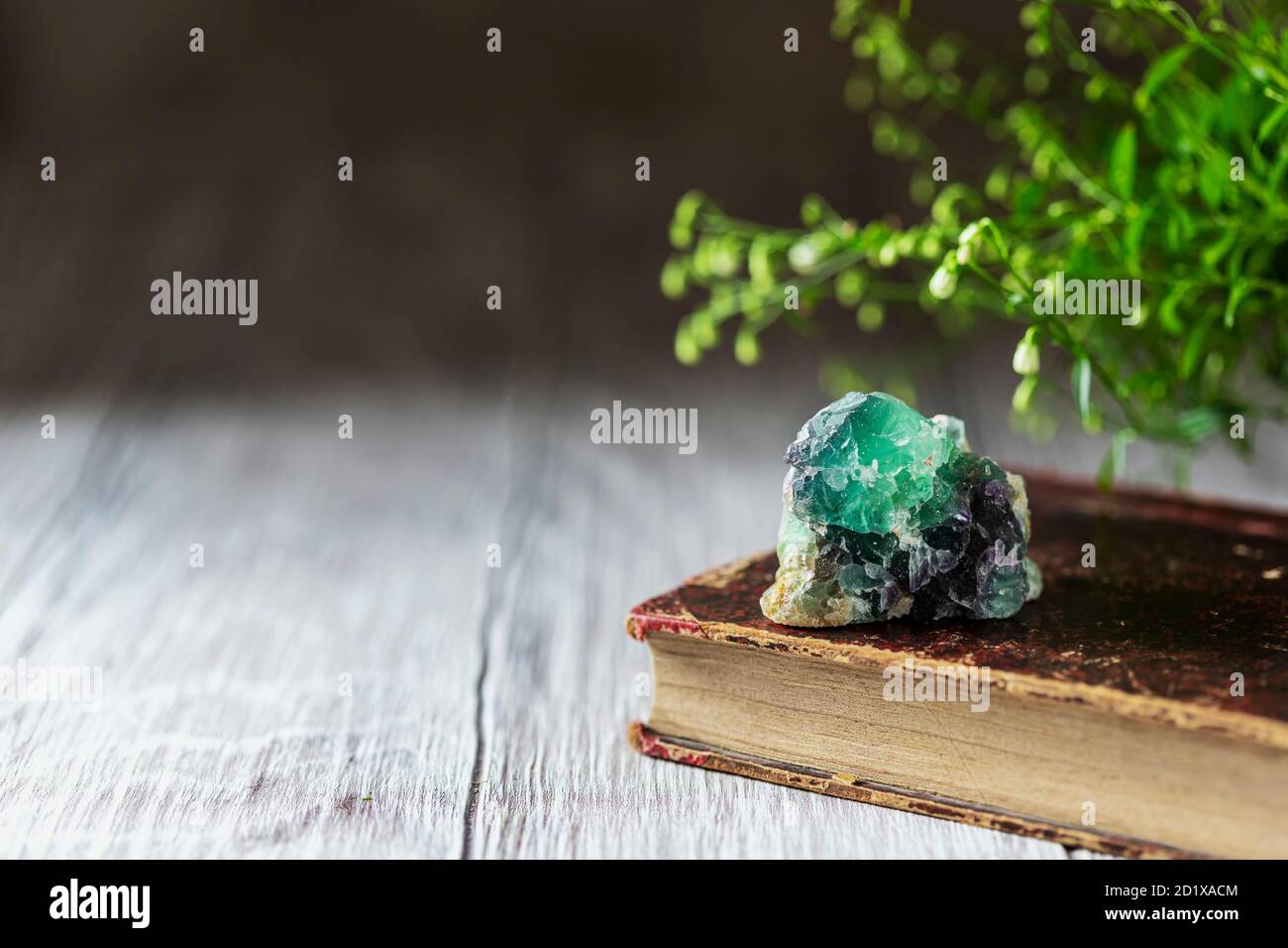 Old book and mineral stones crystals. Crystal Ritual, Healing Crystals