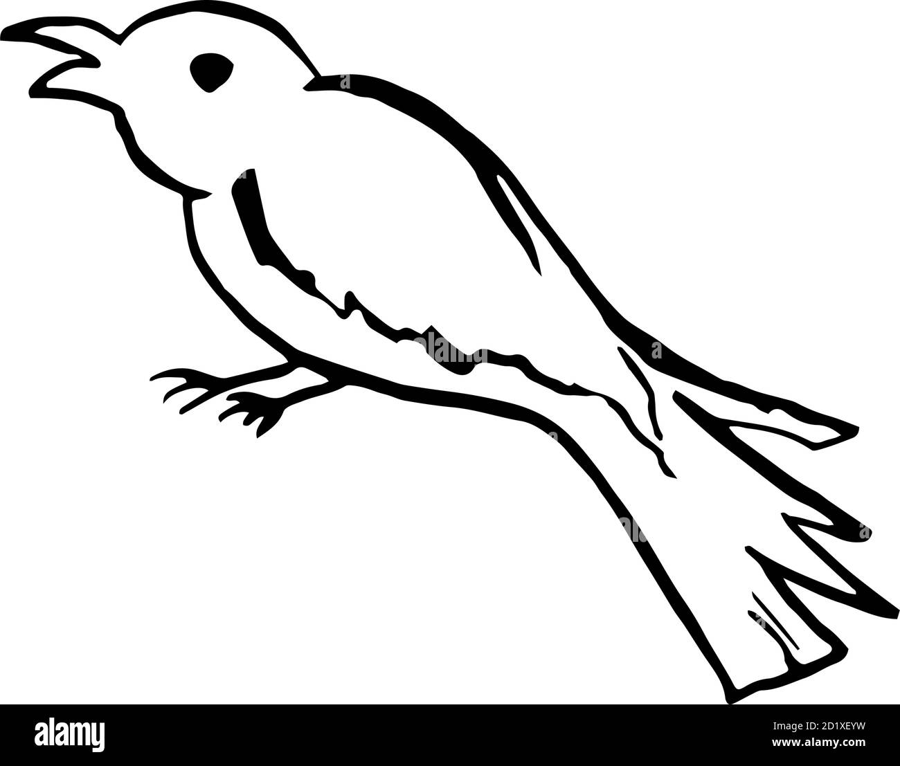 Halloween doodle crow or magpie bird element. Isolated vector ...