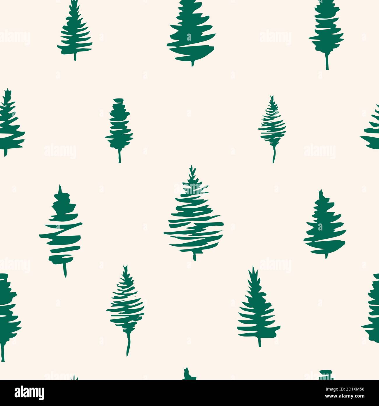 Green fir tree vector seamless pattern for winter holiday design. Hand ...