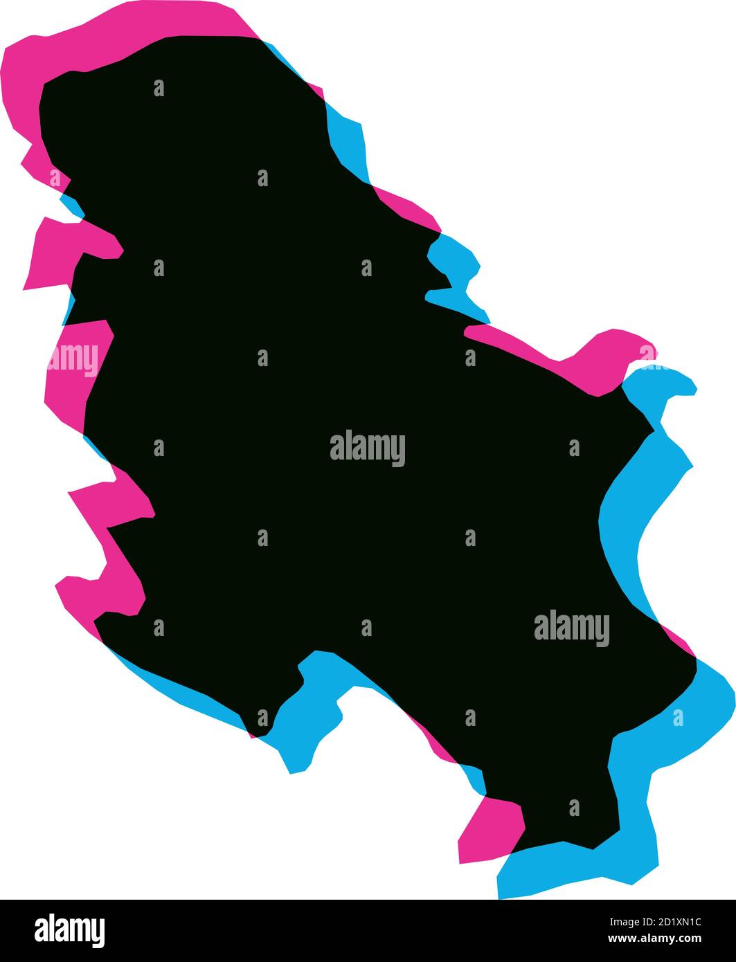 Serbia country silhouette with chromatic aberration effect Stock Vector