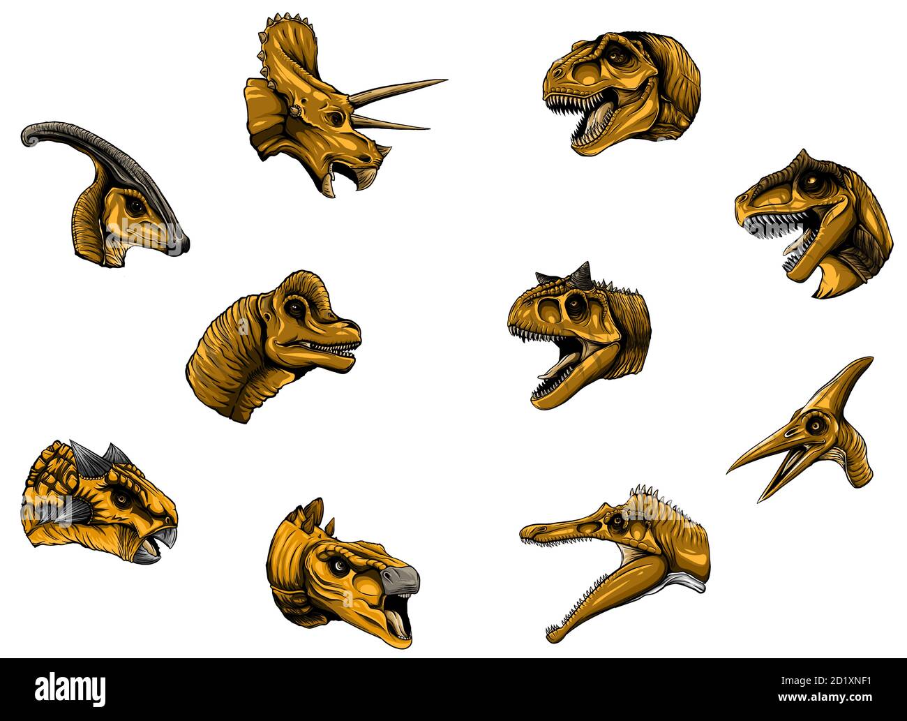 dinosaur head collection, with cute colors vector Stock Vector