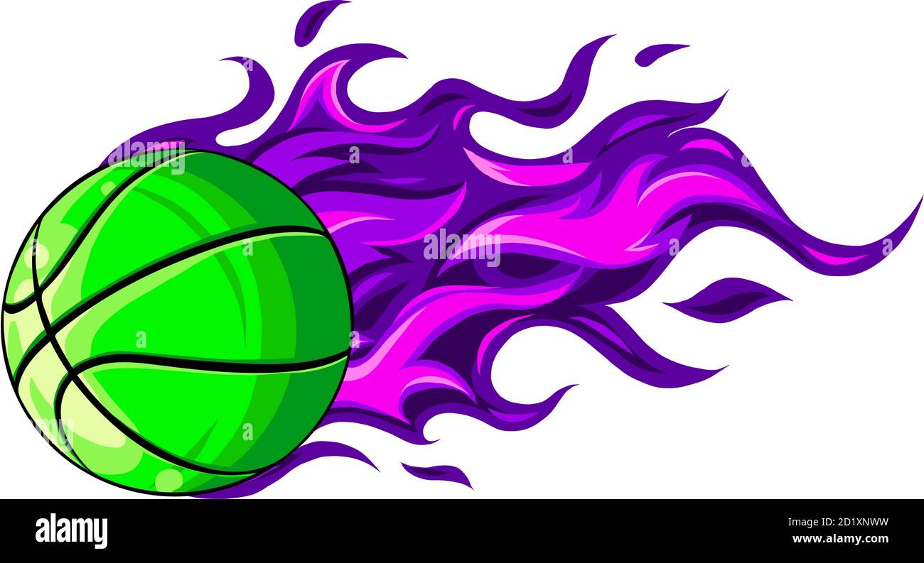 Basketball balls with flames. On a white background vector Stock Vector
