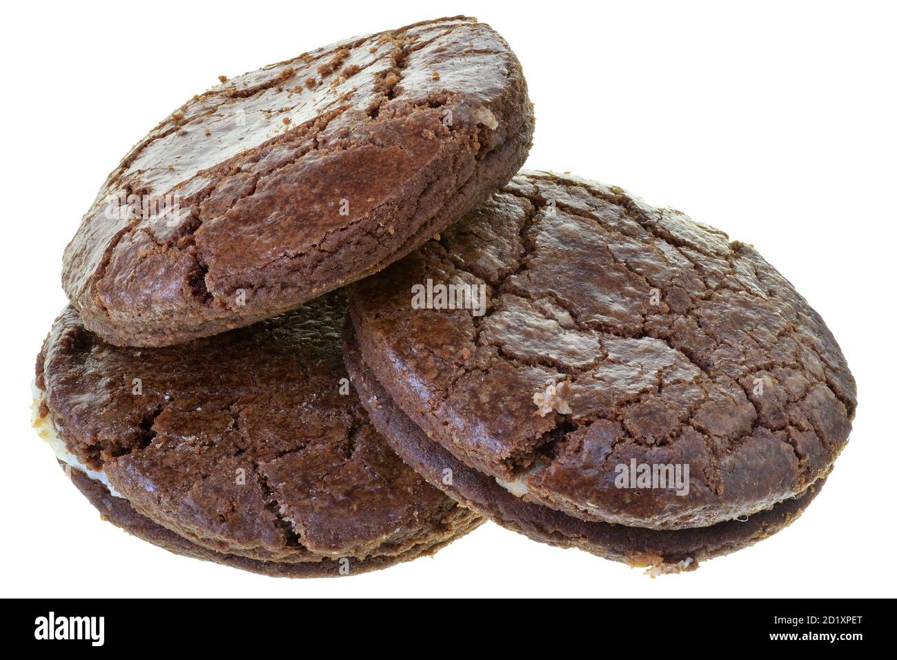 Appetizing chocolate chip cookies isolated on white background. Stock Photo