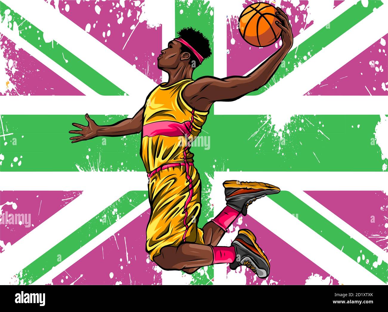 Vector watercolor silhouette basketball player illustration art Stock Vector