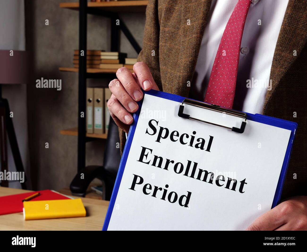 The manager explains about the Special Enrollment Period SEP. Stock Photo