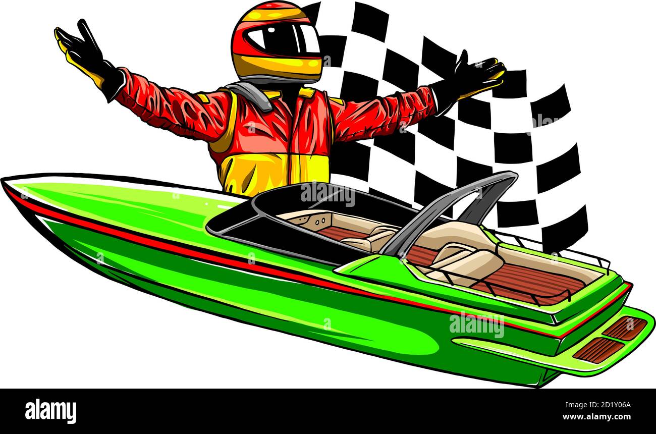 The racing boats at the finish line. View from above. Vector Stock