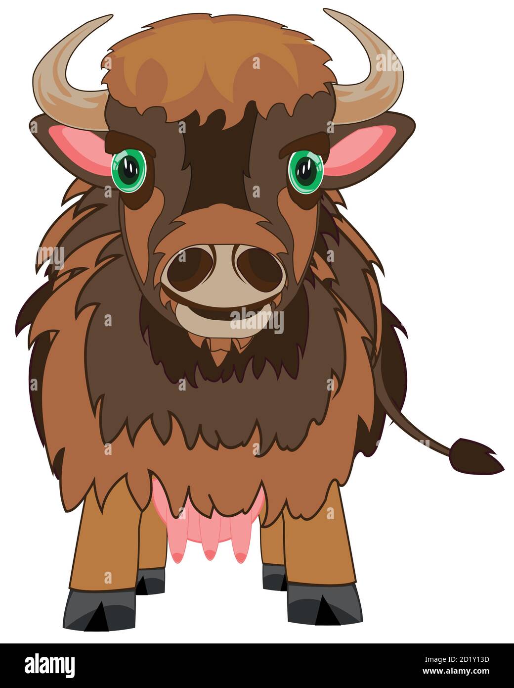 Cartoon of the female of the wildlife yak Stock Vector