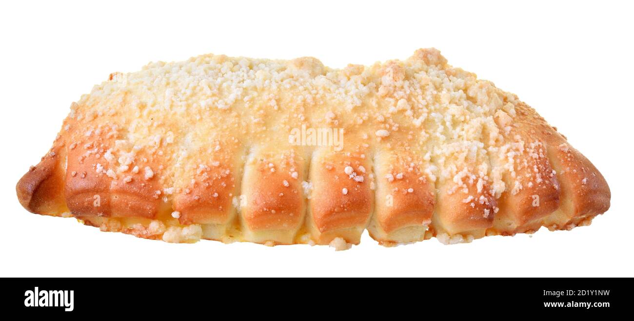 Sweet bun with icing sugar isolated Stock Photo