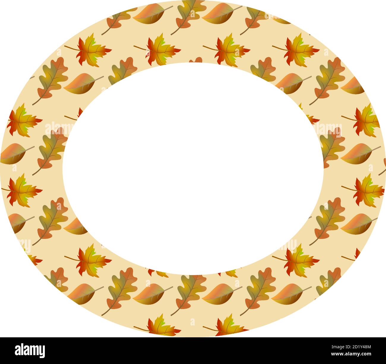 Autumn pattern with maple, oak and birch leaves and beige background Stock Vector