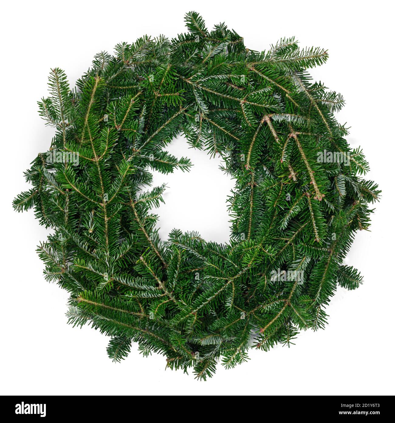 Christmas green framework empty fir tree wreath isolated on white ...