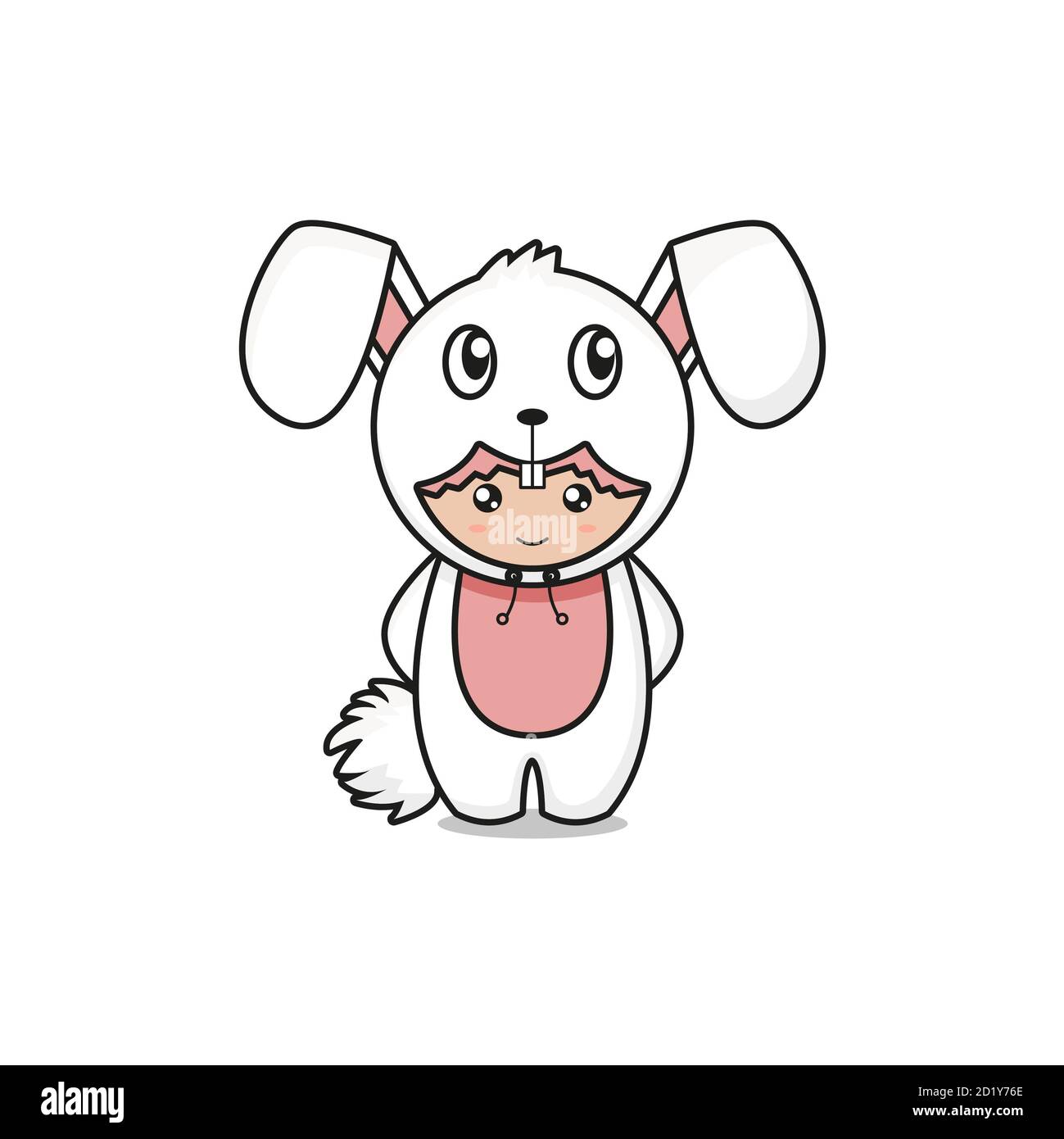 Cute rabbit mascot character illustration. Design isolated on white ...