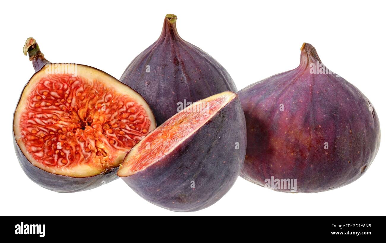 Sliced ​​figs closeup isolated on a white background. Stock Photo