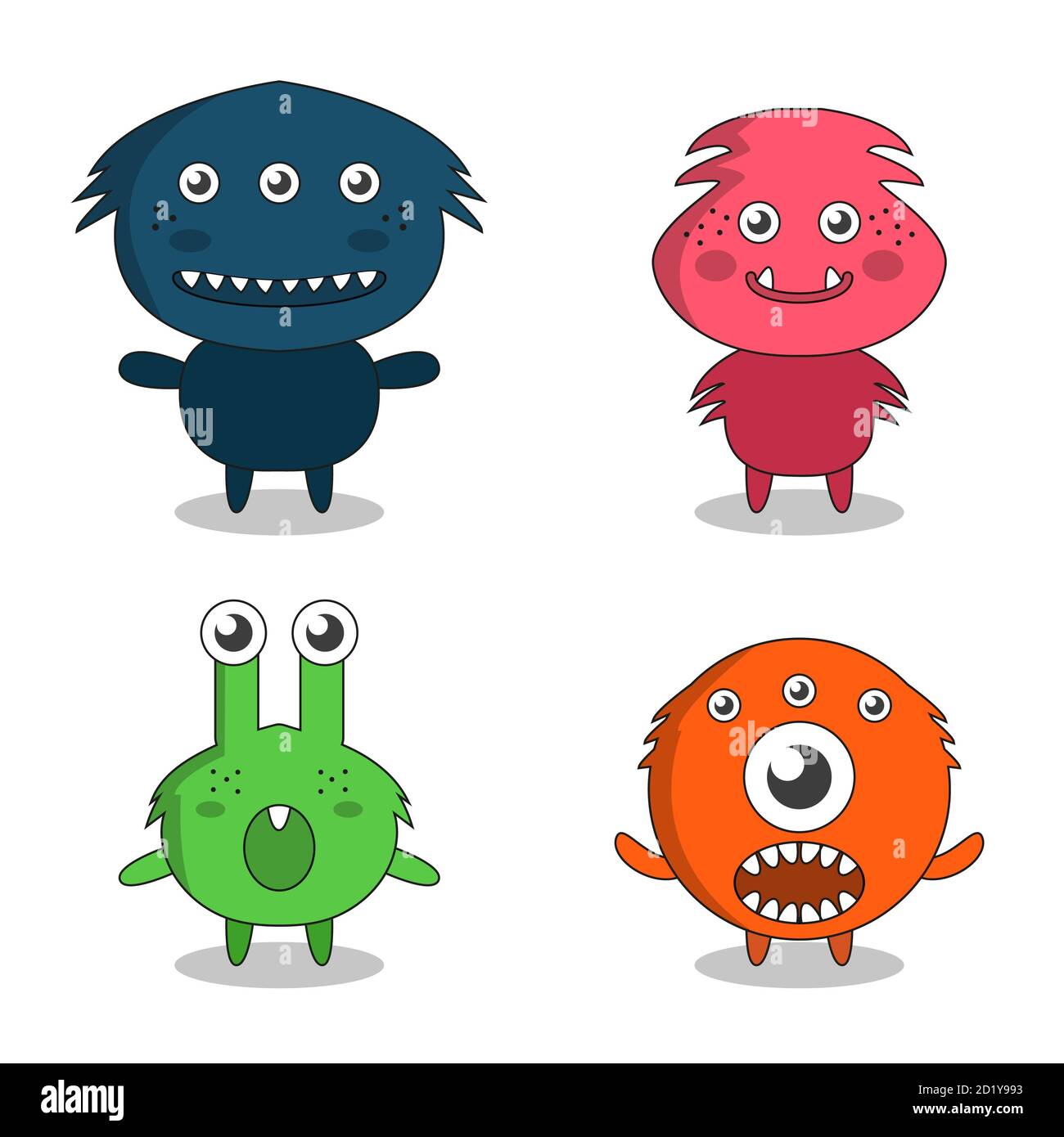 se of cute monster mascot character. Design isolated on white