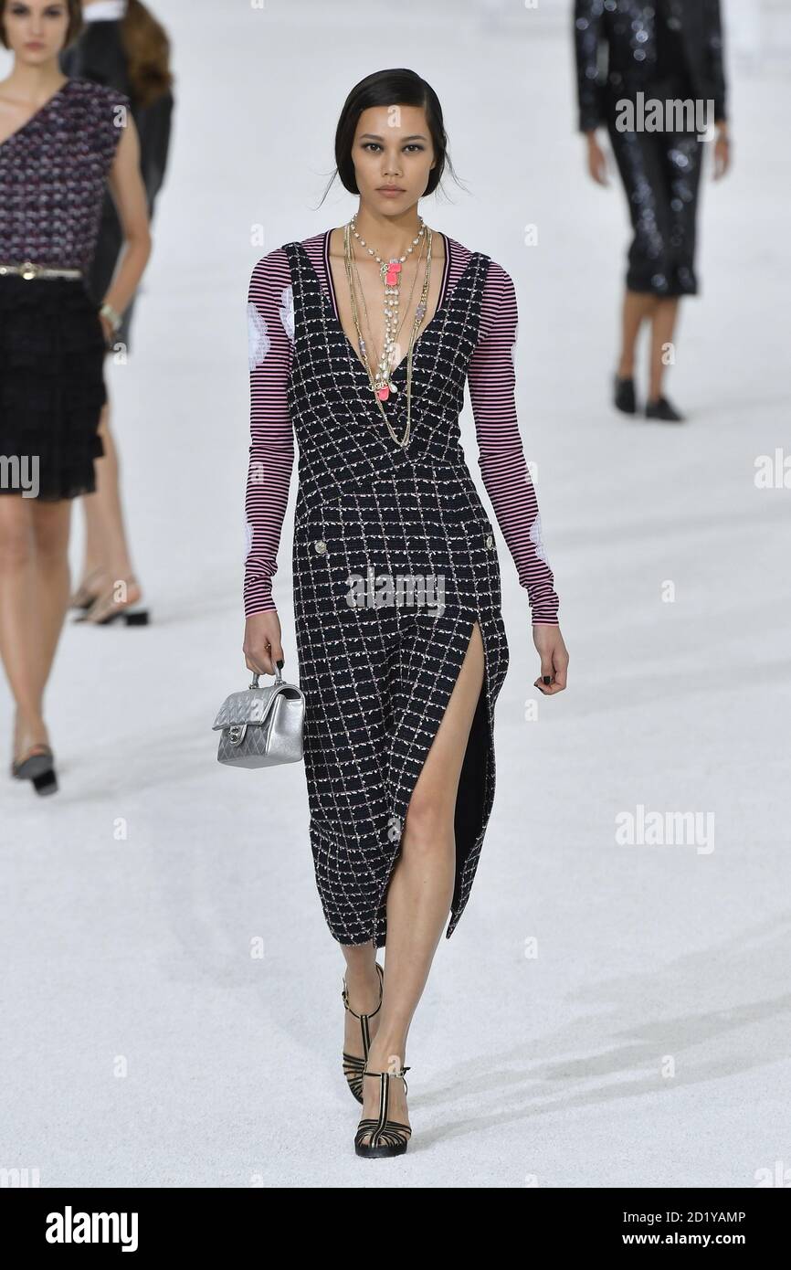 Paris, France. 06th Oct, 2020. Model walks on the runway at the Chanel  fashion show at Grand Palais during Spring/Summer 2021 Fashion Week in  Paris, on October 5 2020. (Photo by Jonas