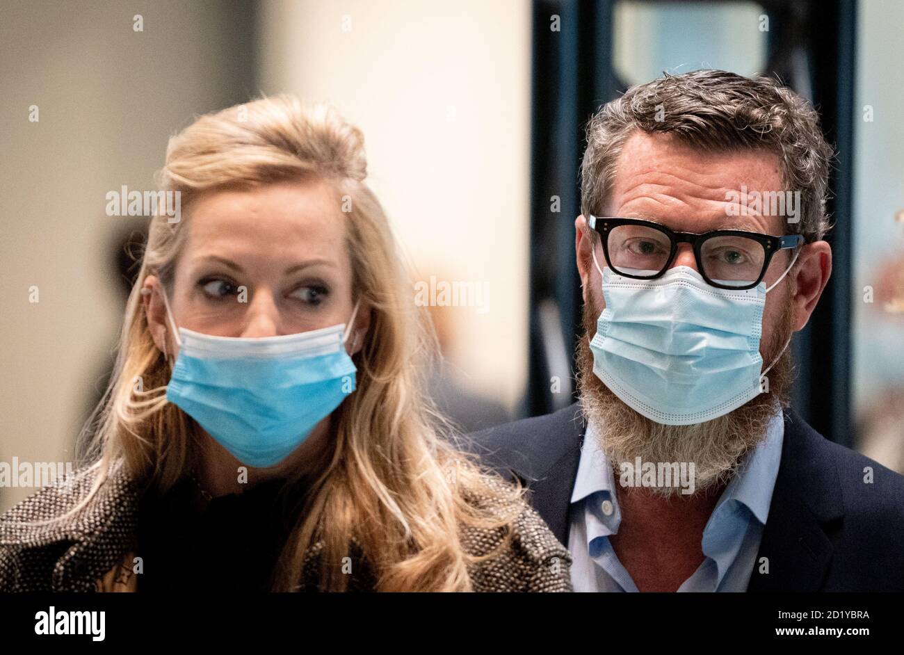 Berlin, Germany. 06th Oct, 2020. Kai Diekmann, former editor-in-chief of Bild, and his wife, Katja Kessler, journalist and writer, will attend the opening of the new Axel Springer building. Credit: Kay Nietfeld/dpa/Alamy Live News Stock Photo