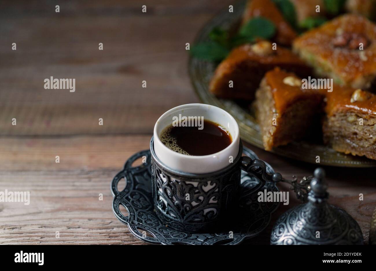 Ramadan kareem with arabic coffee. Arabian style. Ramadan breakfast